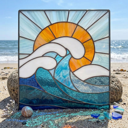Ocean Wave Stained Glass Pattern and PNG