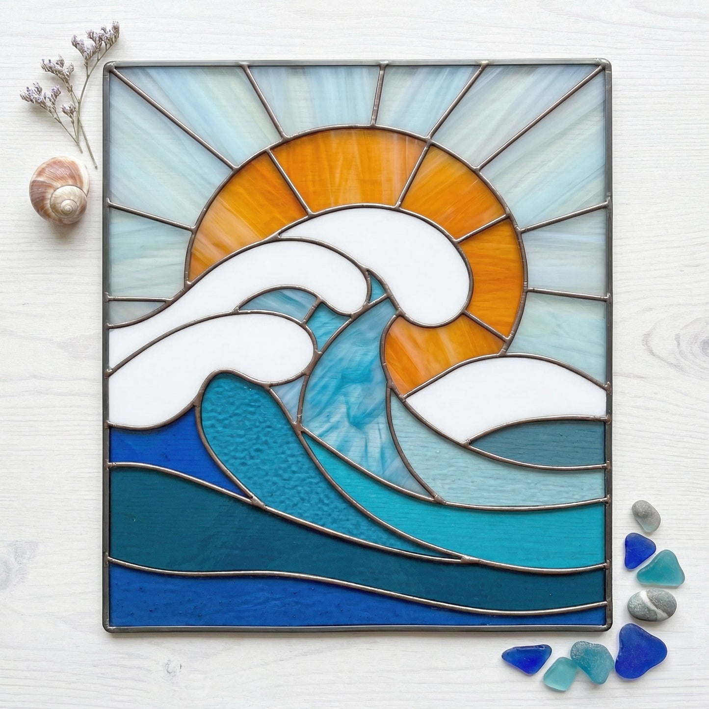 Ocean Wave Stained Glass Pattern and PNG