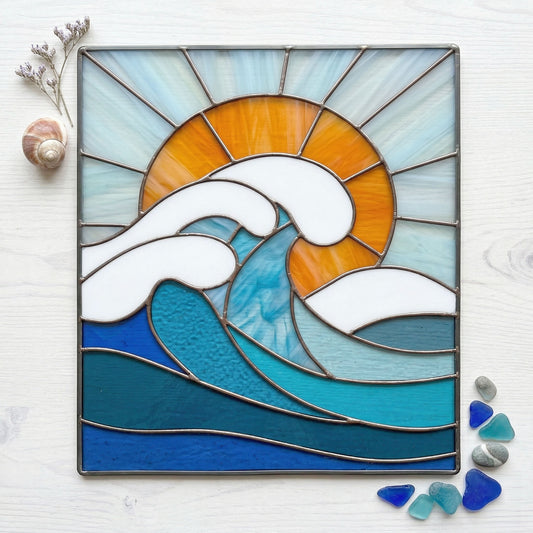 Ocean Wave Stained Glass Pattern and PNG