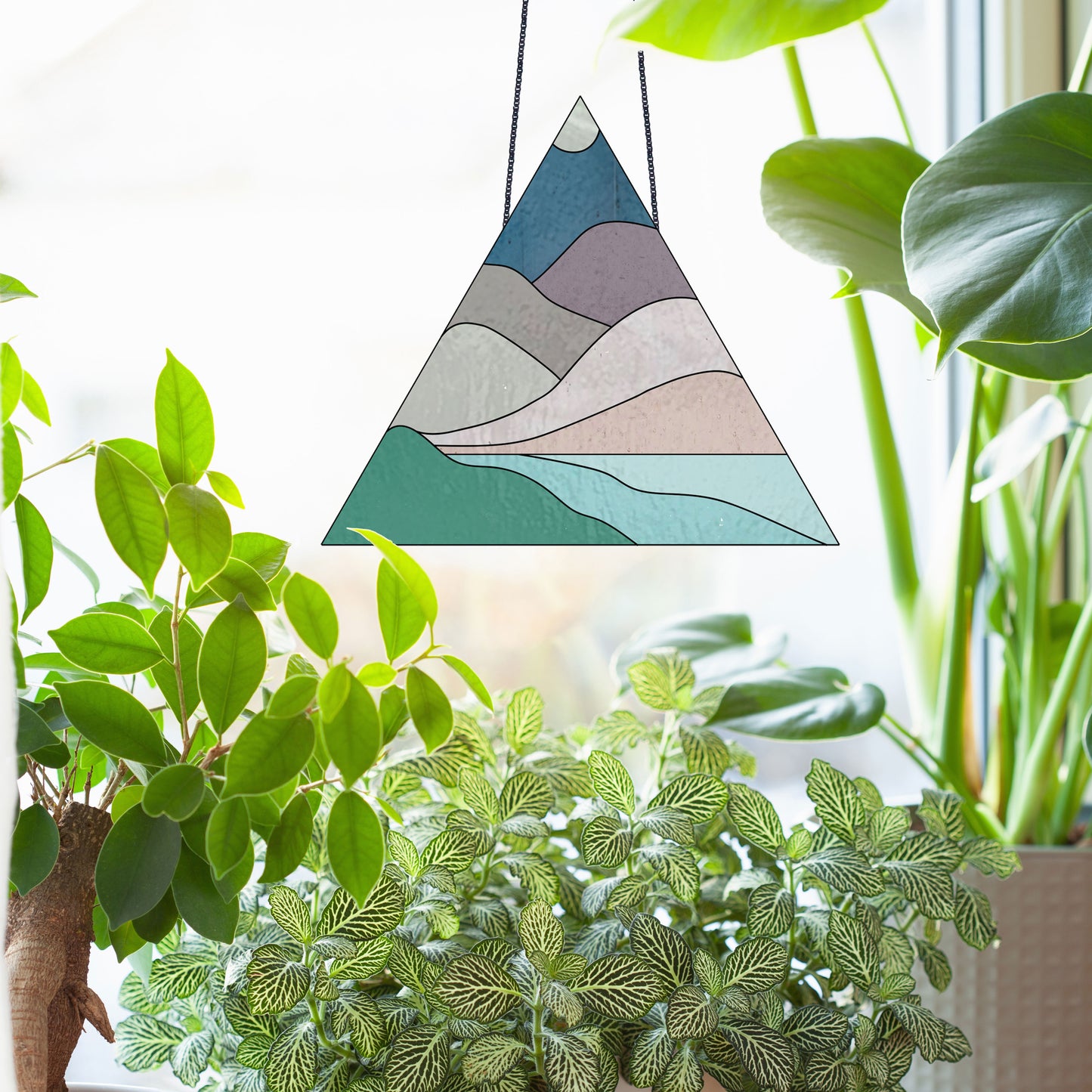 Boho Landscape Triangle Stained Glass Pattern - Crafting Patterns & Molds from GlassyRock Arts