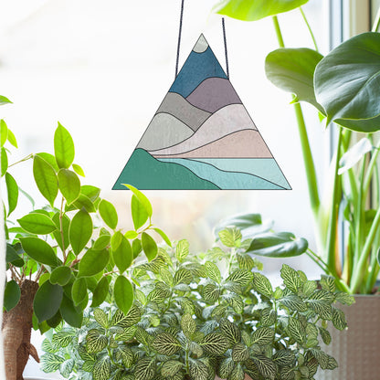 Boho Landscape Triangle Stained Glass Pattern - Crafting Patterns & Molds from GlassyRock Arts
