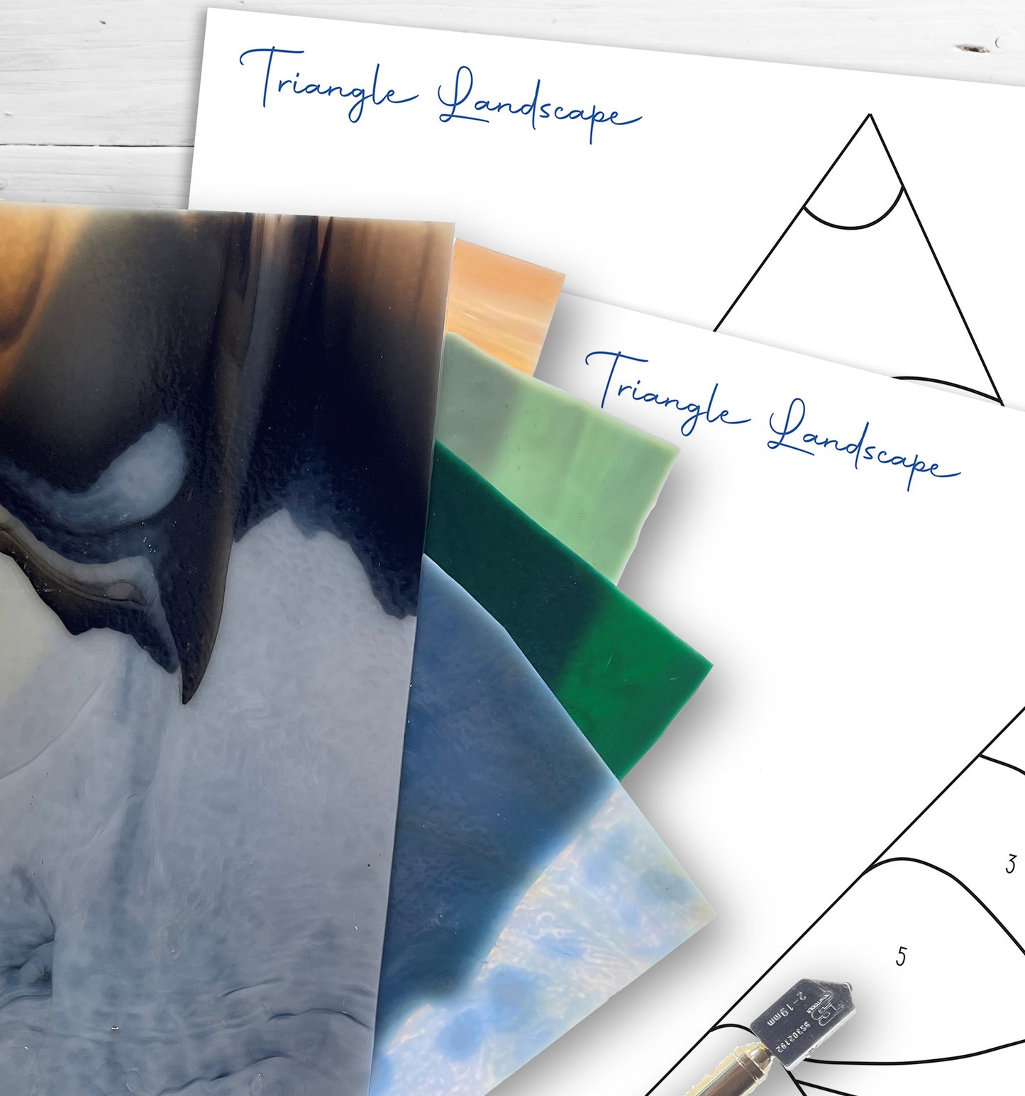 Boho Landscape Triangle Stained Glass Pattern - Crafting Patterns & Molds from GlassyRock Arts