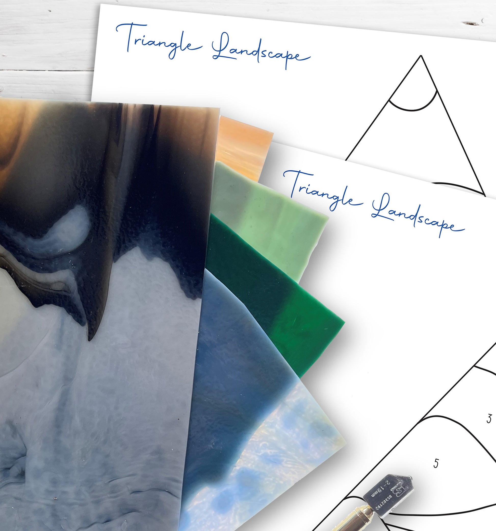 Boho Landscape Triangle Stained Glass Pattern - Crafting Patterns & Molds from GlassyRock Arts