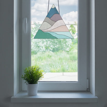 Boho Landscape Triangle Stained Glass Pattern - Crafting Patterns & Molds from GlassyRock Arts