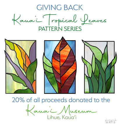 A picture of the Tropical Stained Glass Plant Pattern - Polihale from GlassyRock Arts. 