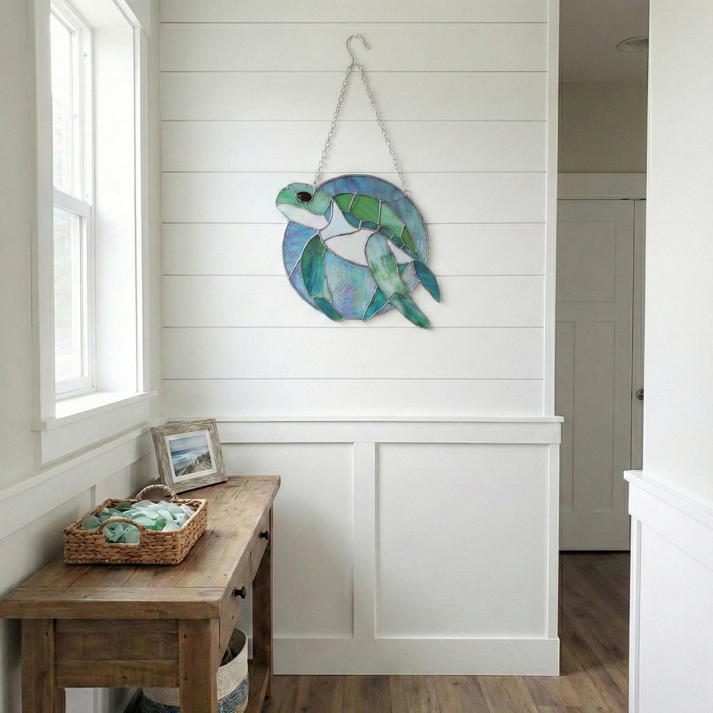 Round Stained Glass Turtle Pattern PDF & PNG