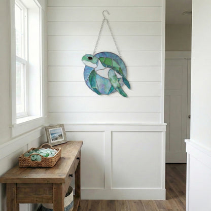 Round Stained Glass Turtle Pattern PDF & PNG