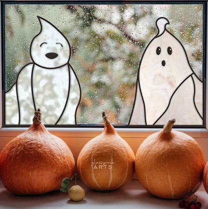 A picture of the Ghost Buddies Halloween Stained Glass Pattern 6-Pack from GlassyRock Arts. 