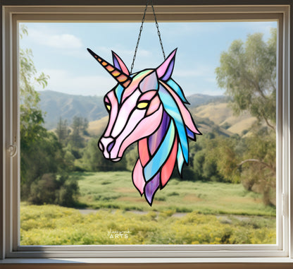 A picture of the Ethereal Unicorn Stained Glass Pattern from GlassyRock Arts. 