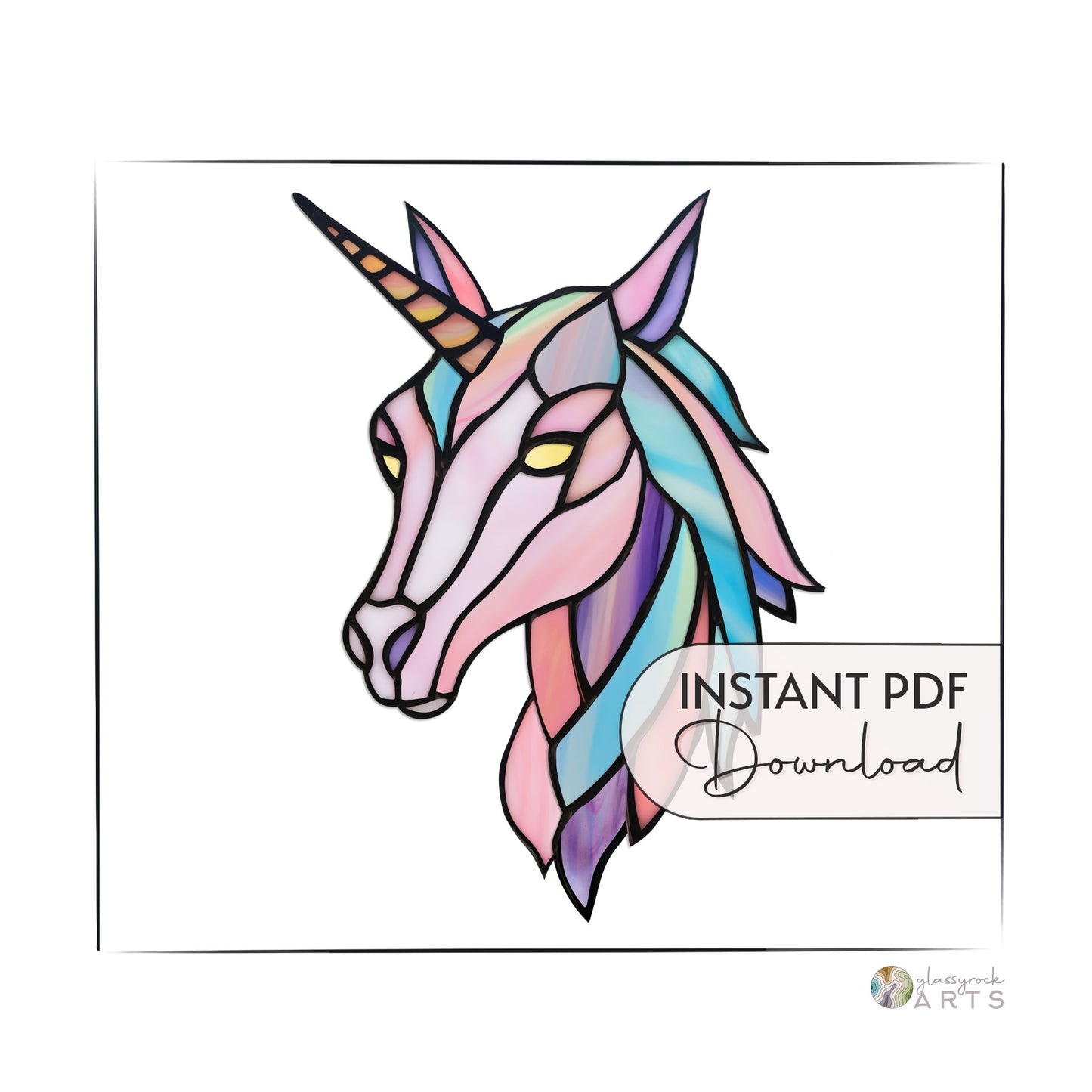 Ethereal Unicorn Stained Glass Pattern