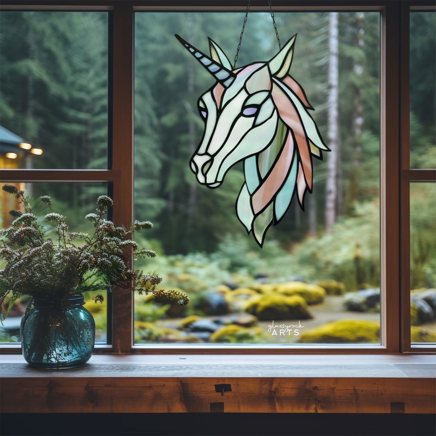 Ethereal Unicorn Stained Glass Pattern