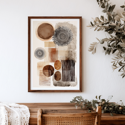 Printable Wabi Sabi Overlapping Shapes Art Print