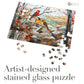 Stained Glass Birds Jigsaw Puzzle - Winter - Free Shipping
