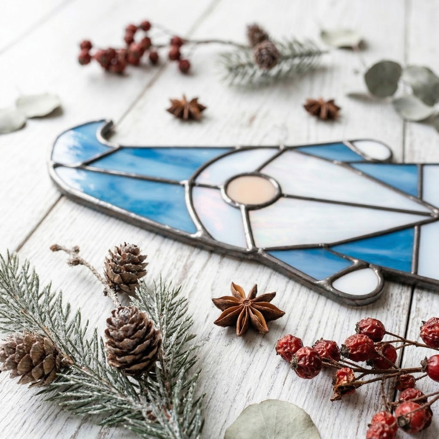 Winter Gnome Stained Glass Pattern and PNG