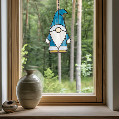 Winter Gnome Stained Glass Pattern and PNG