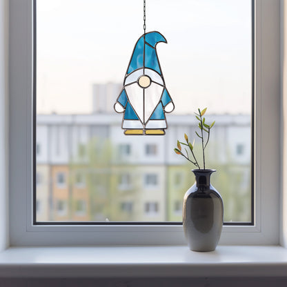 Winter Gnome Stained Glass Pattern and PNG