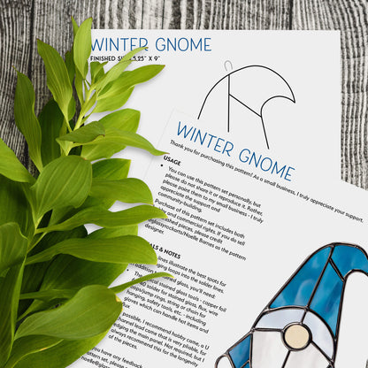 Winter Gnome Stained Glass Pattern and PNG