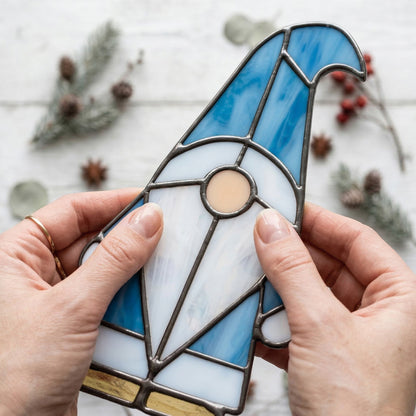 Winter Gnome Stained Glass Pattern and PNG