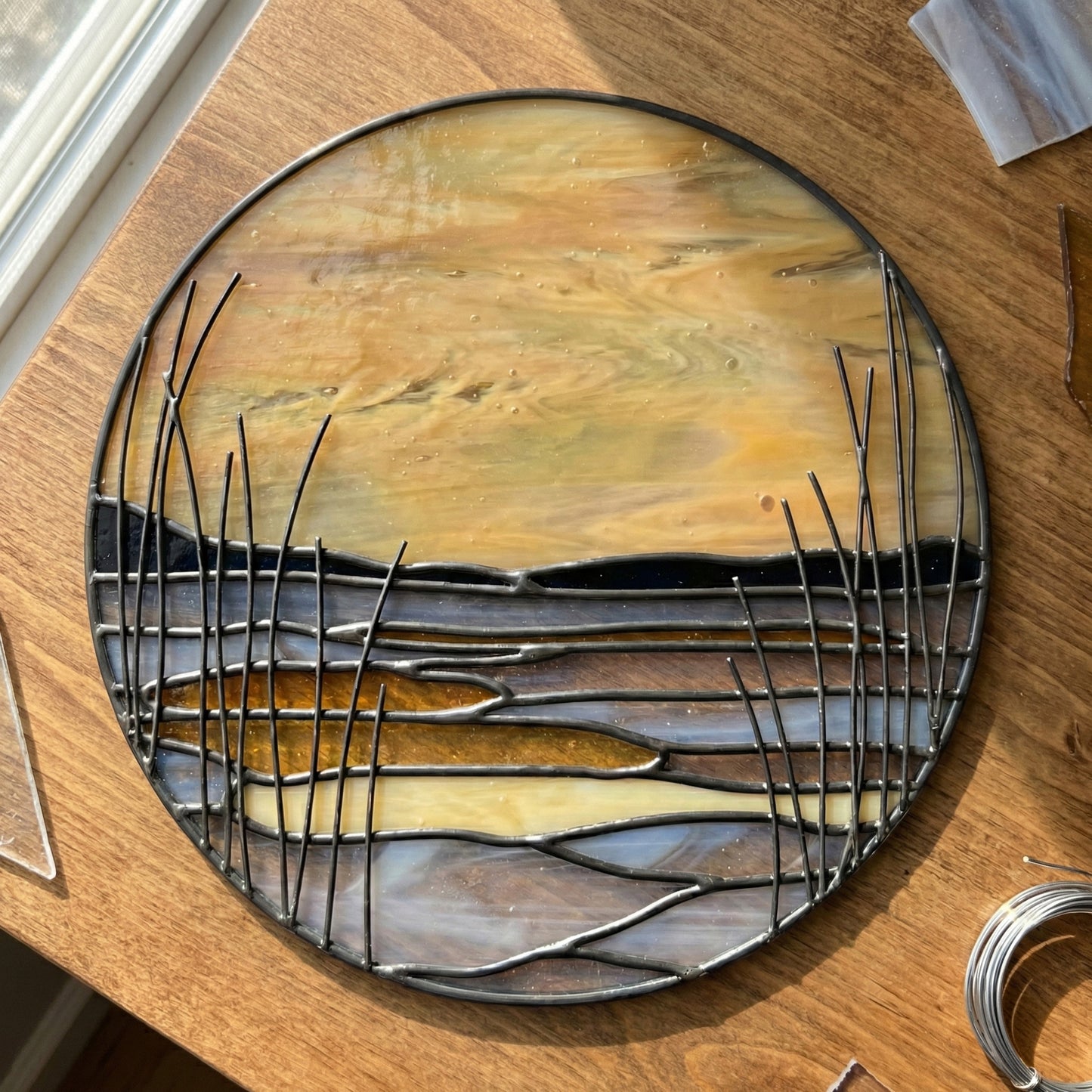 Winter Marsh Landscape Stained Glass Pattern