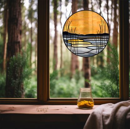 A picture of the Winter Marsh Landscape Stained Glass Pattern from GlassyRock Arts. 