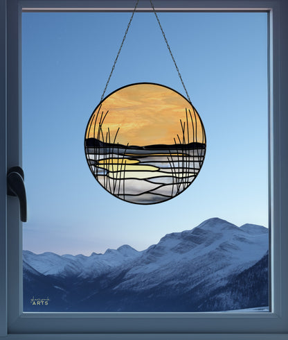 A picture of the Winter Marsh Landscape Stained Glass Pattern from GlassyRock Arts. 