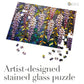 Stained Glass Wisteria Flowers Jigsaw Puzzle