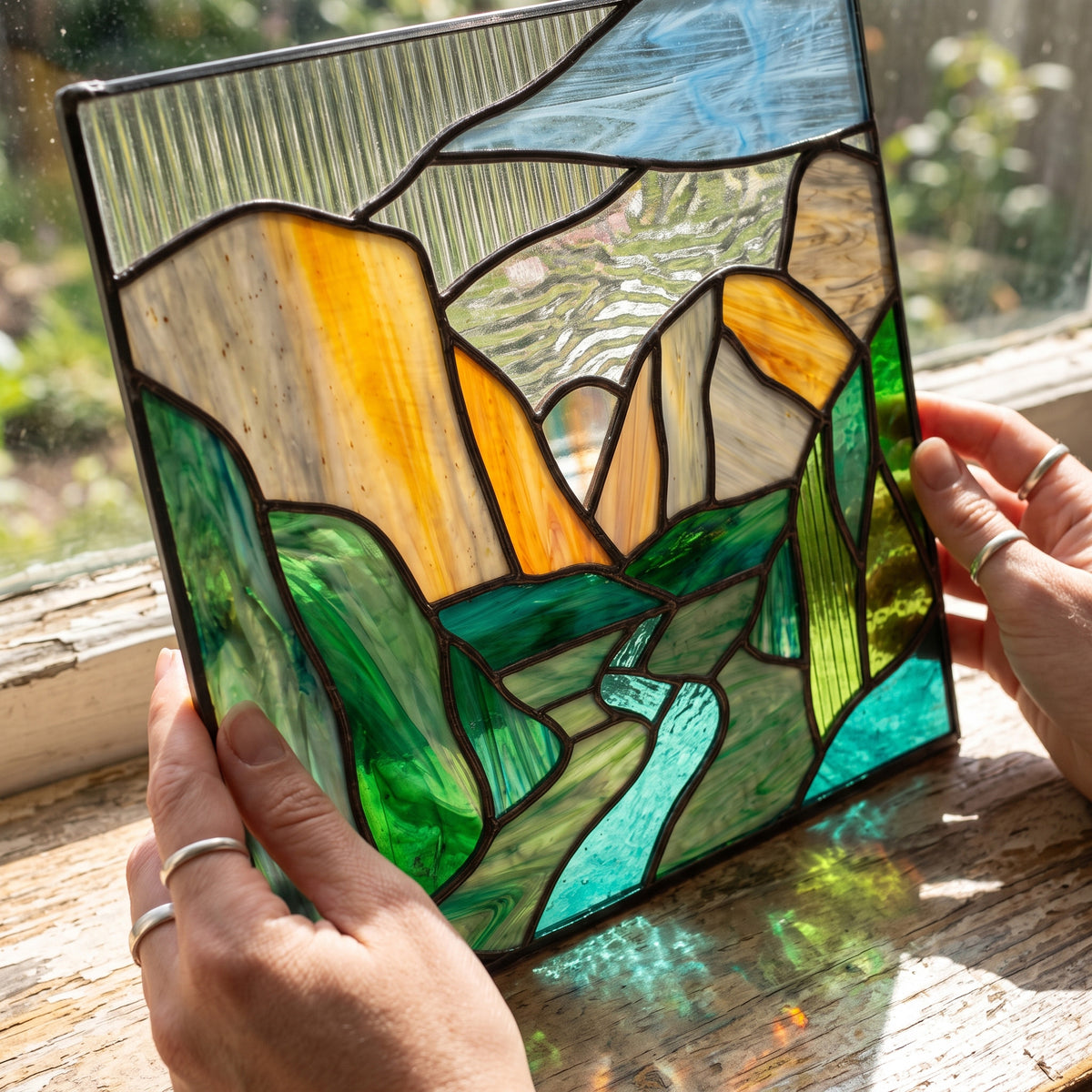 Yosemite National Park Suncatcher Stained Glass Pattern with PNG & SVG