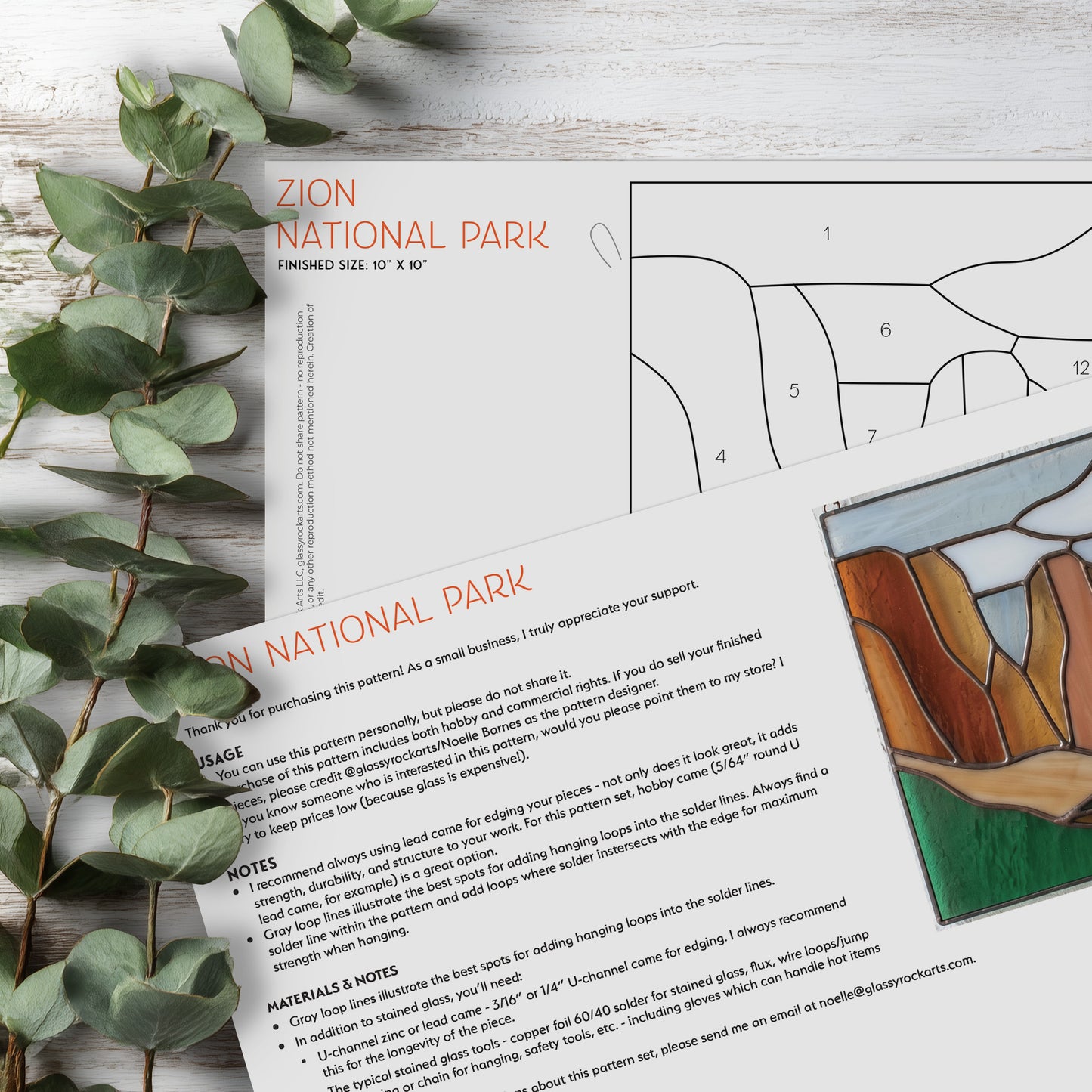 Zion National Park Suncatcher Stained Glass Pattern with PNG & SVG (Copy)