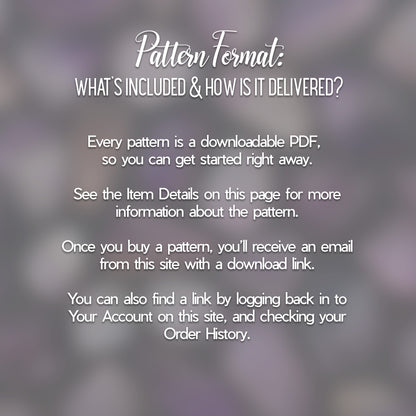 GlassyRock Arts pattern format, what's included and how it's delivered, downloadable pdf information