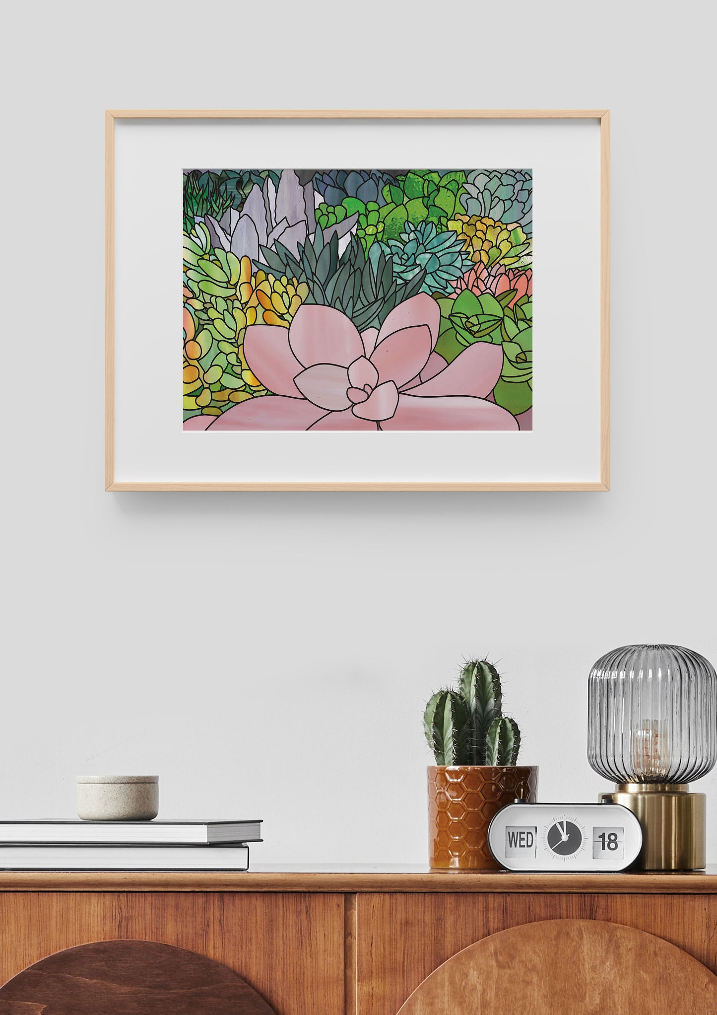 Stained Glass Succulents Digital Art Printable (PDF Download)