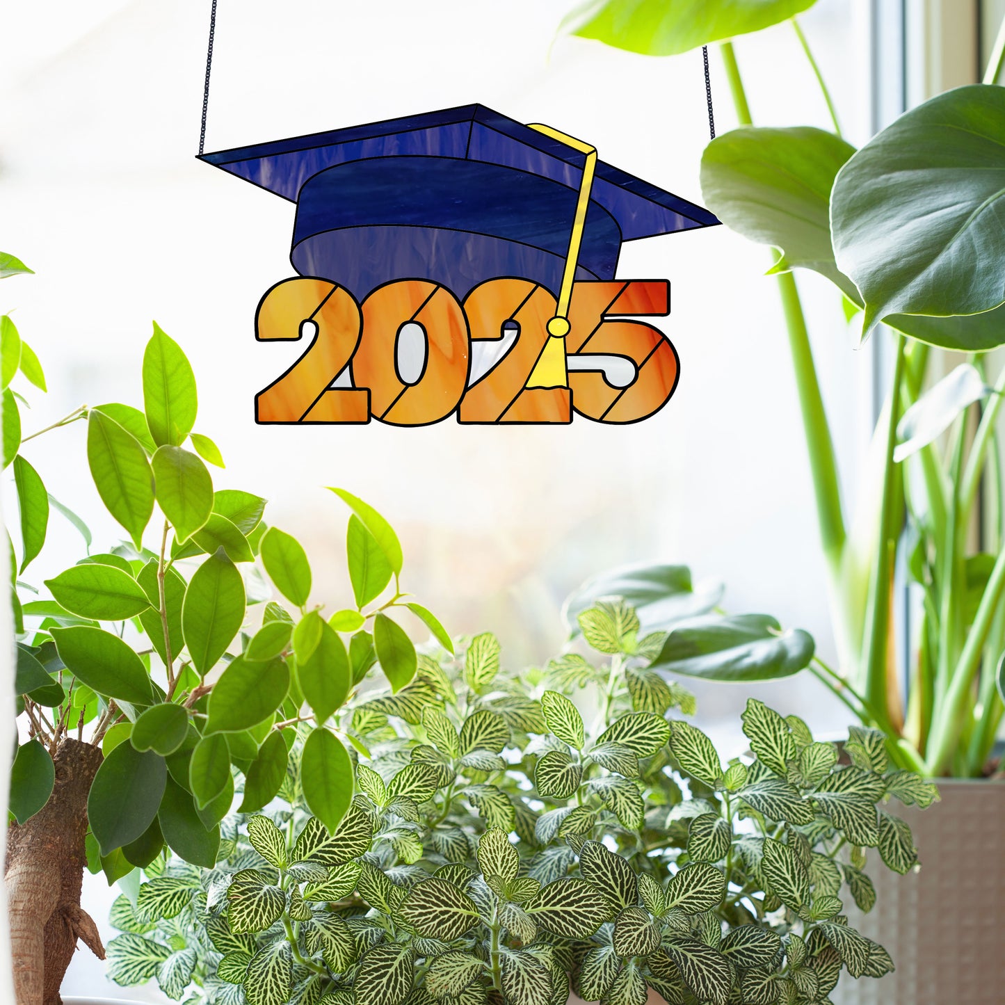 Class of 2025 Graduate Cap Stained Glass Pattern