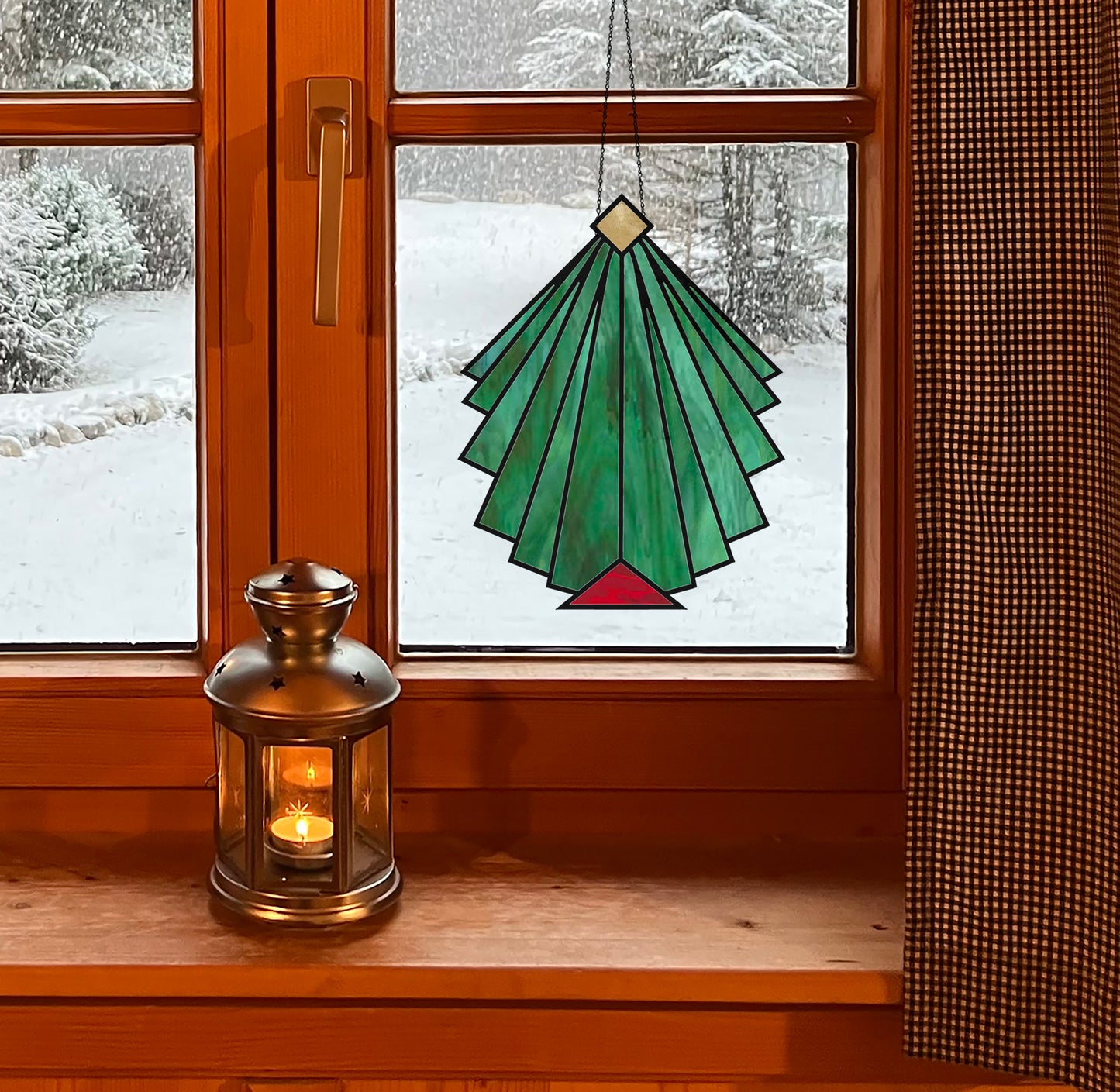 Beginner Art Deco Christmas Tree Stained Glass Pattern