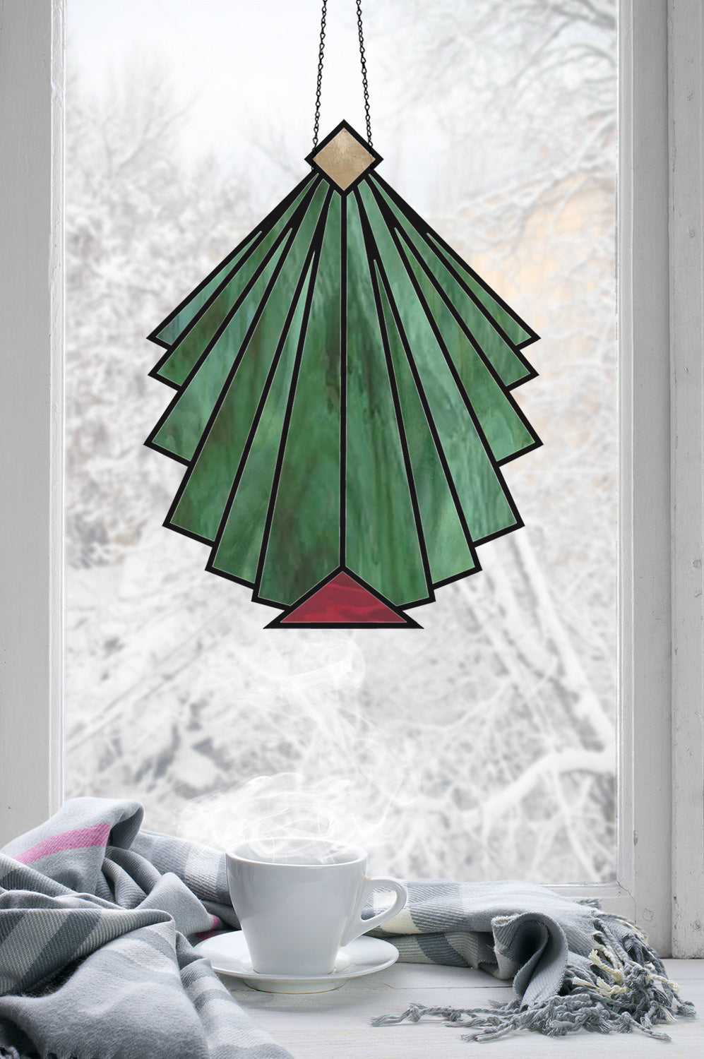 Beginner Art Deco Christmas Tree Stained Glass Pattern