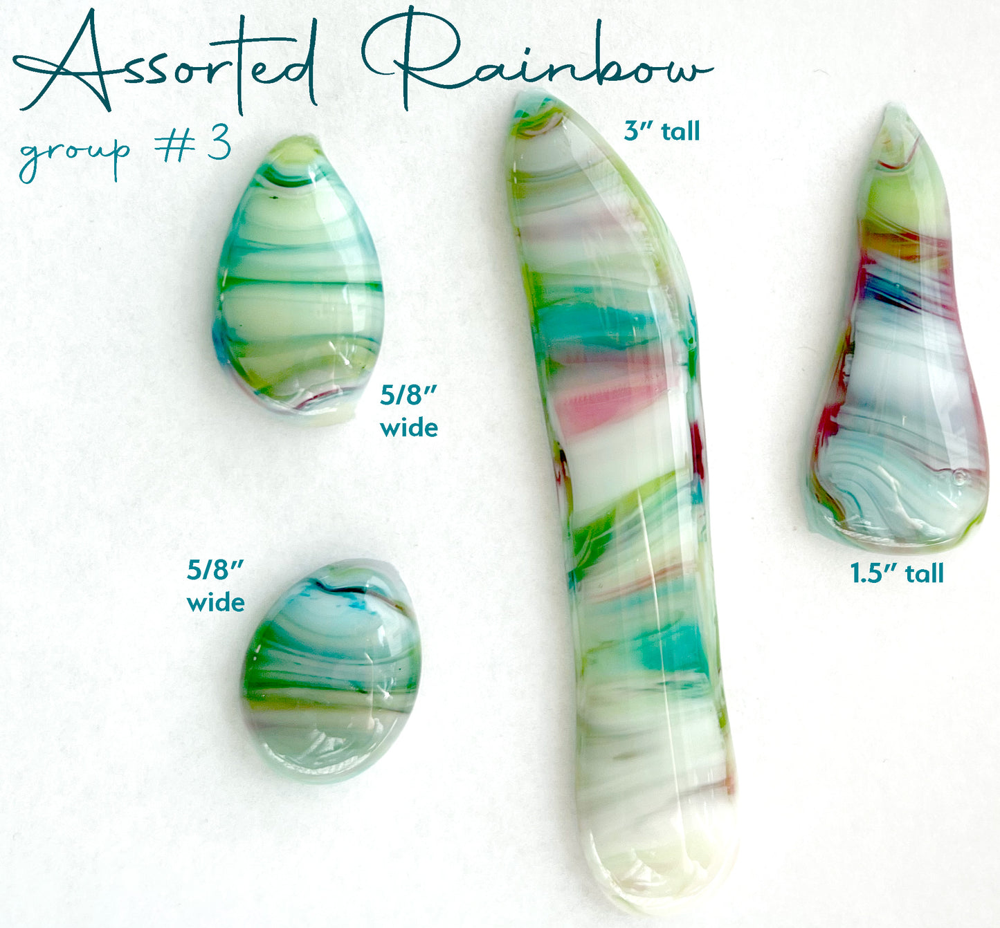 Handmade Stained Glass Cabochons - Rainbow Glass