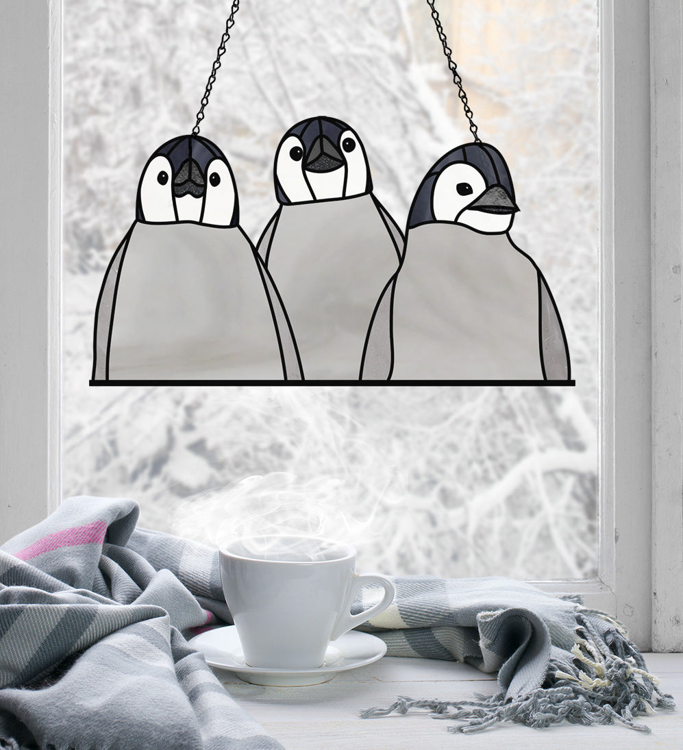 Baby Penguins Stained Glass Pattern