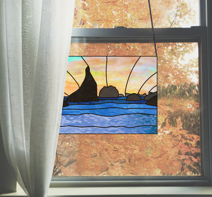 A picture of the Oregon Seastack Rocks Stained Glass Pattern from GlassyRock Arts. 