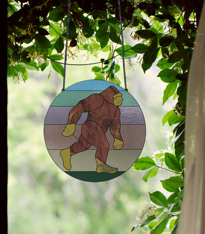 A picture of the Sasquatch Bigfoot Stained Glass Pattern from GlassyRock Arts. 