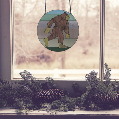 A picture of the Sasquatch Bigfoot Stained Glass Pattern from GlassyRock Arts. 