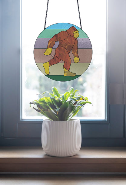 A picture of the Sasquatch Bigfoot Stained Glass Pattern from GlassyRock Arts. 