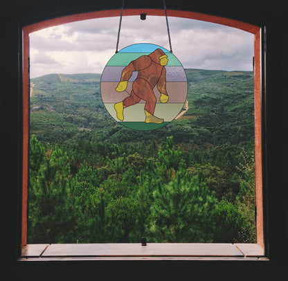 A picture of the Sasquatch Bigfoot Stained Glass Pattern from GlassyRock Arts. 