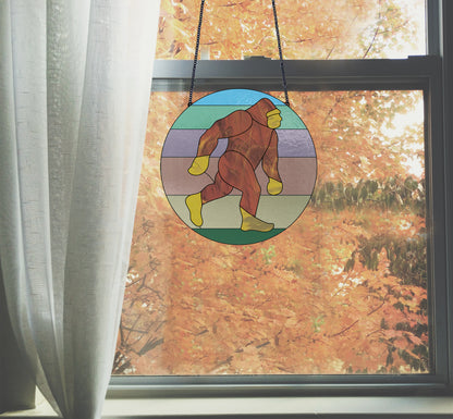 A picture of the Sasquatch Bigfoot Stained Glass Pattern from GlassyRock Arts. 