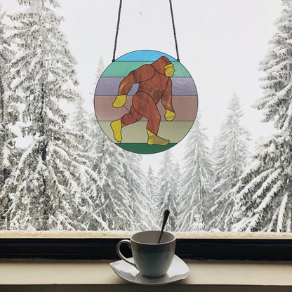 A picture of the Sasquatch Bigfoot Stained Glass Pattern from GlassyRock Arts. 