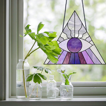 A picture of the Boho Eye Triangle Stained Glass Pattern from GlassyRock Arts. 