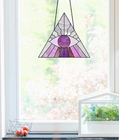 A picture of the Boho Eye Triangle Stained Glass Pattern from GlassyRock Arts. 