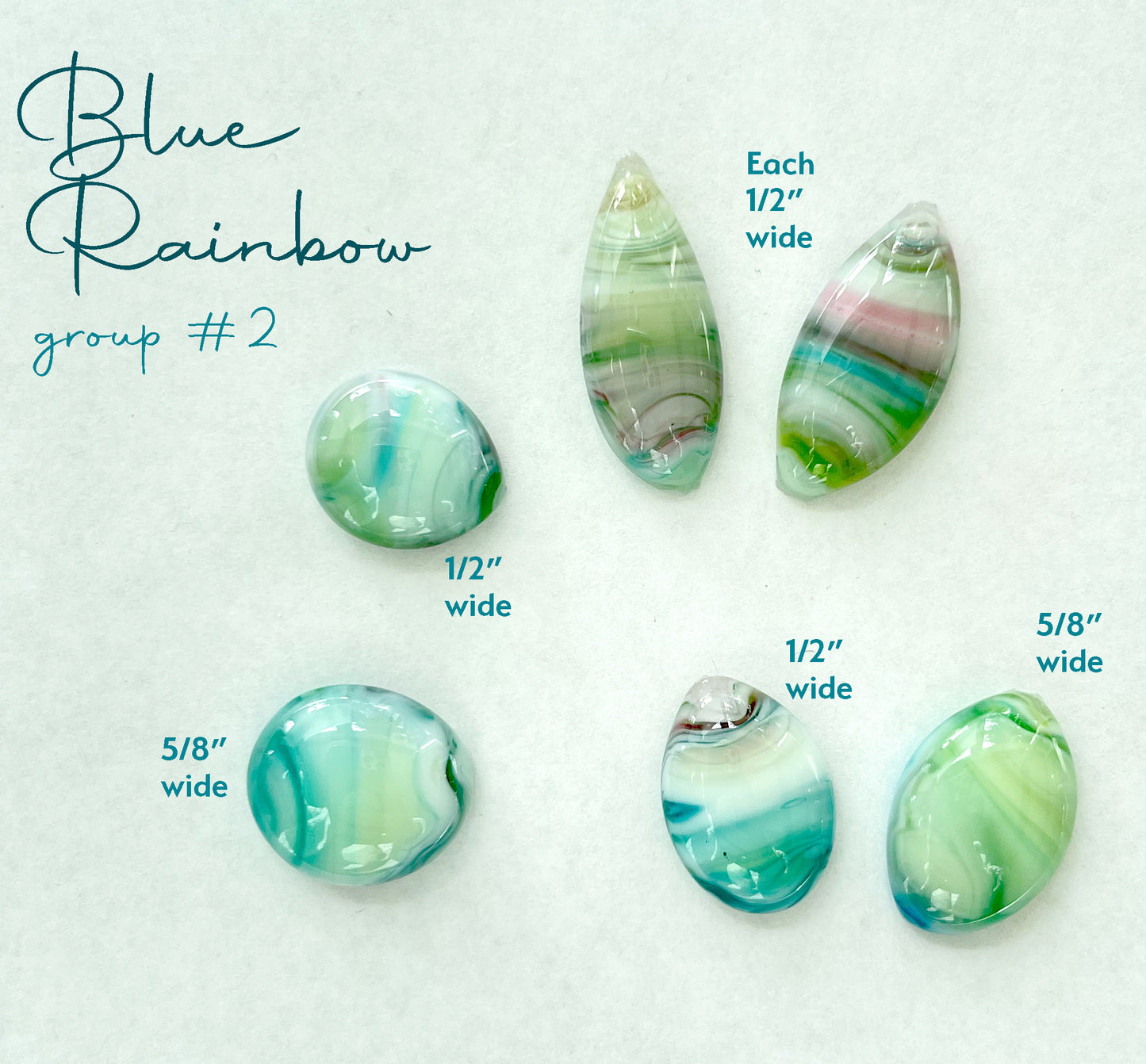 Handmade Stained Glass Cabochons - Blue Rainbow Glass