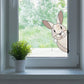 Animal stained glass patterns, rabbit, instant pdf downloads, one of four patterns in the pack, shown in a window