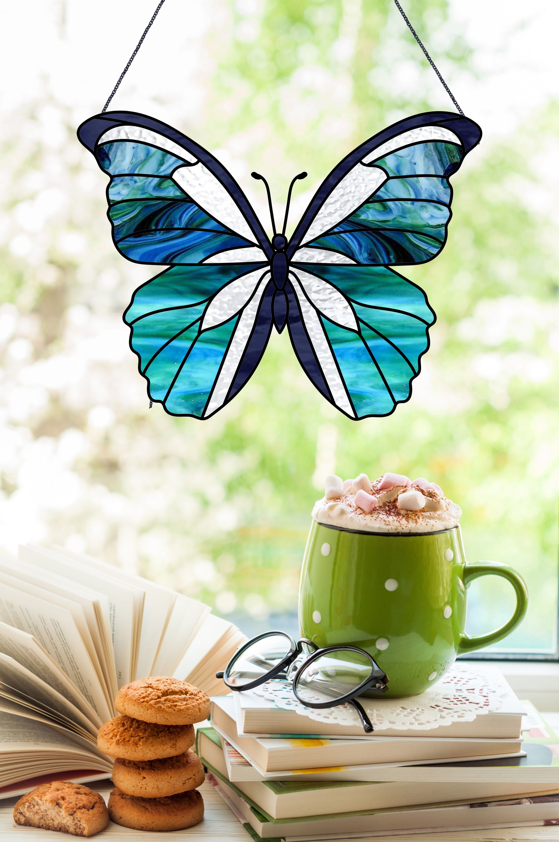 Monarch Butterfly Glass Coffee Mug, Butterfly Mason Jar Cup