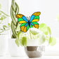 Butterfly garden stake stained glass pattern, instant PDF download, shown in plant