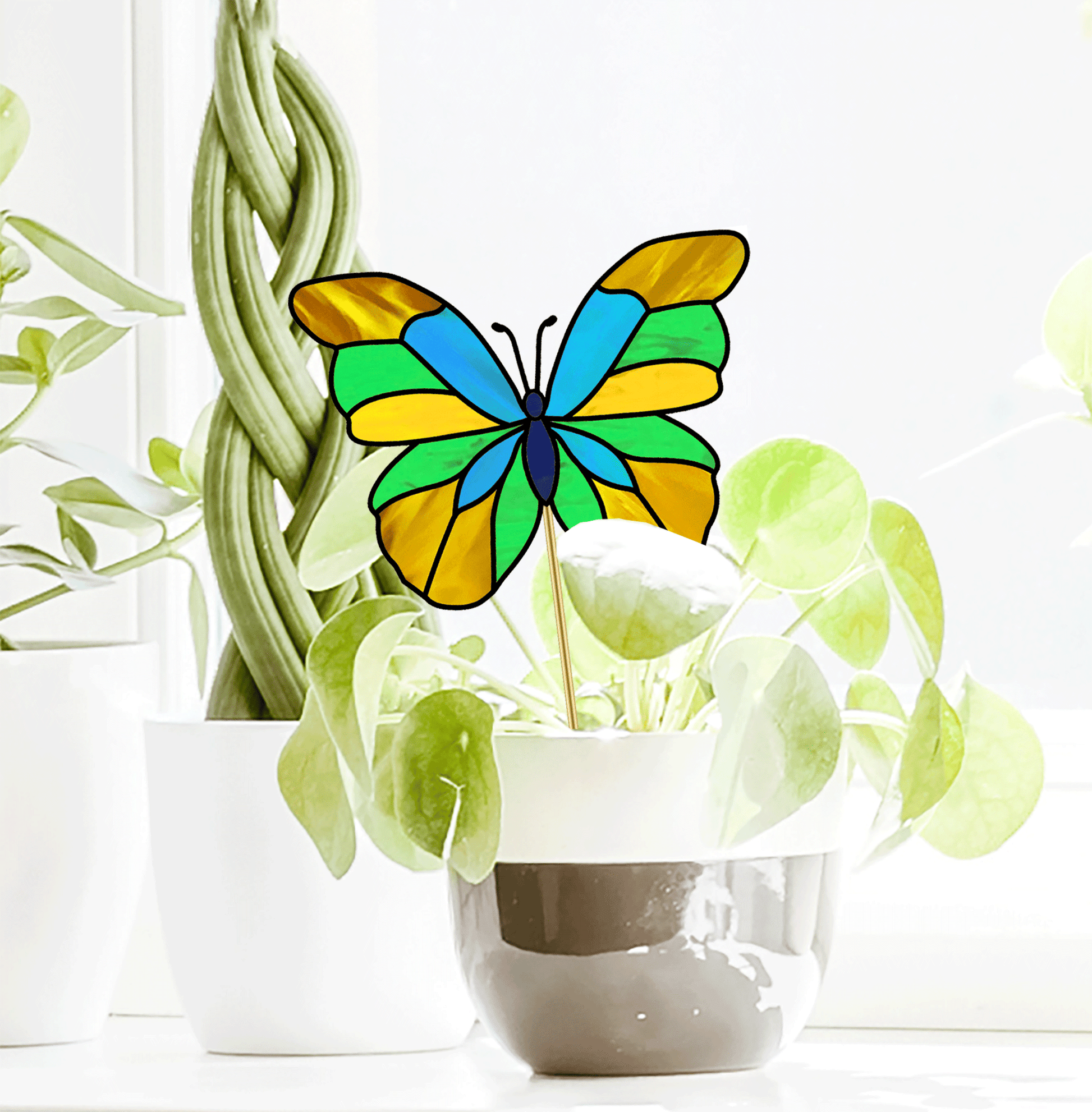 3D Clip-on Butterfly Tree Toppers Iridescent Stained Glass