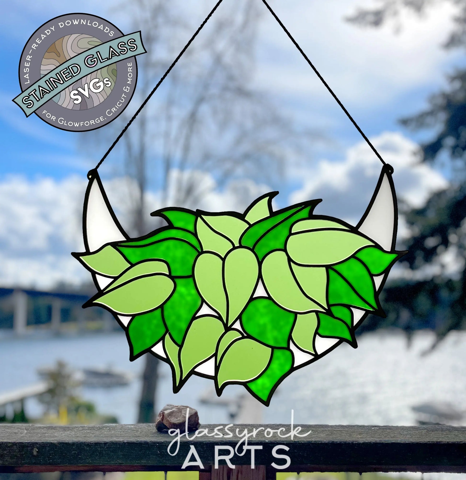 laser cut philodendron Stained Glass Philodendron Crescent Moon SVG Files